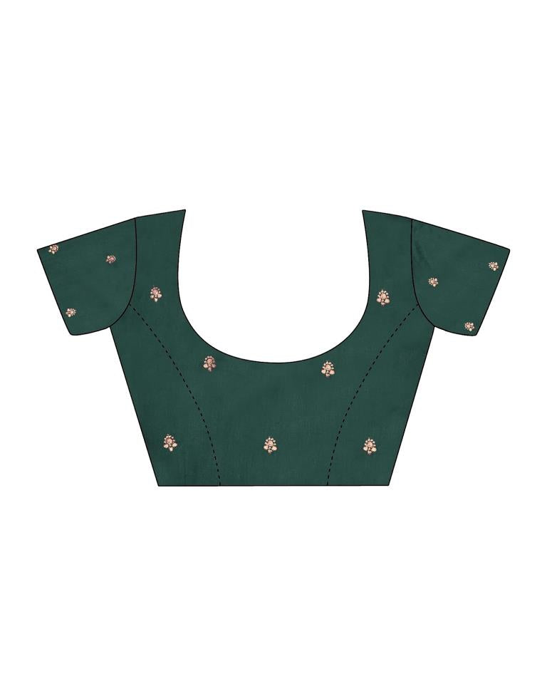 Bottle Green Chiffon Embroidery Saree