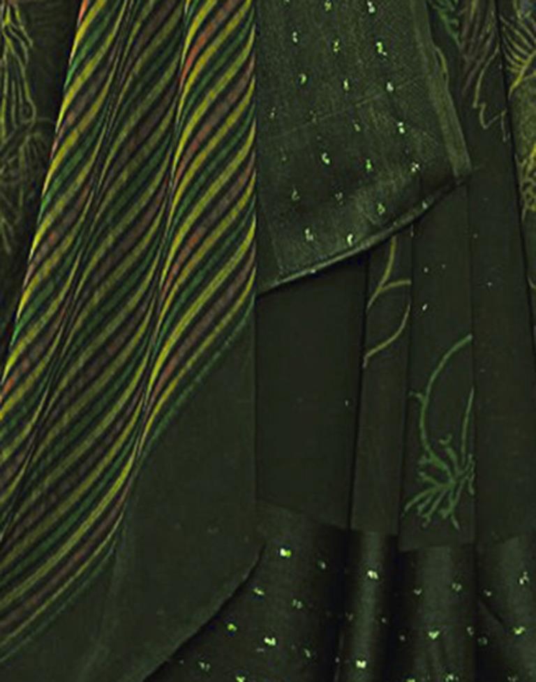 Army Green Georgette Printed Saree