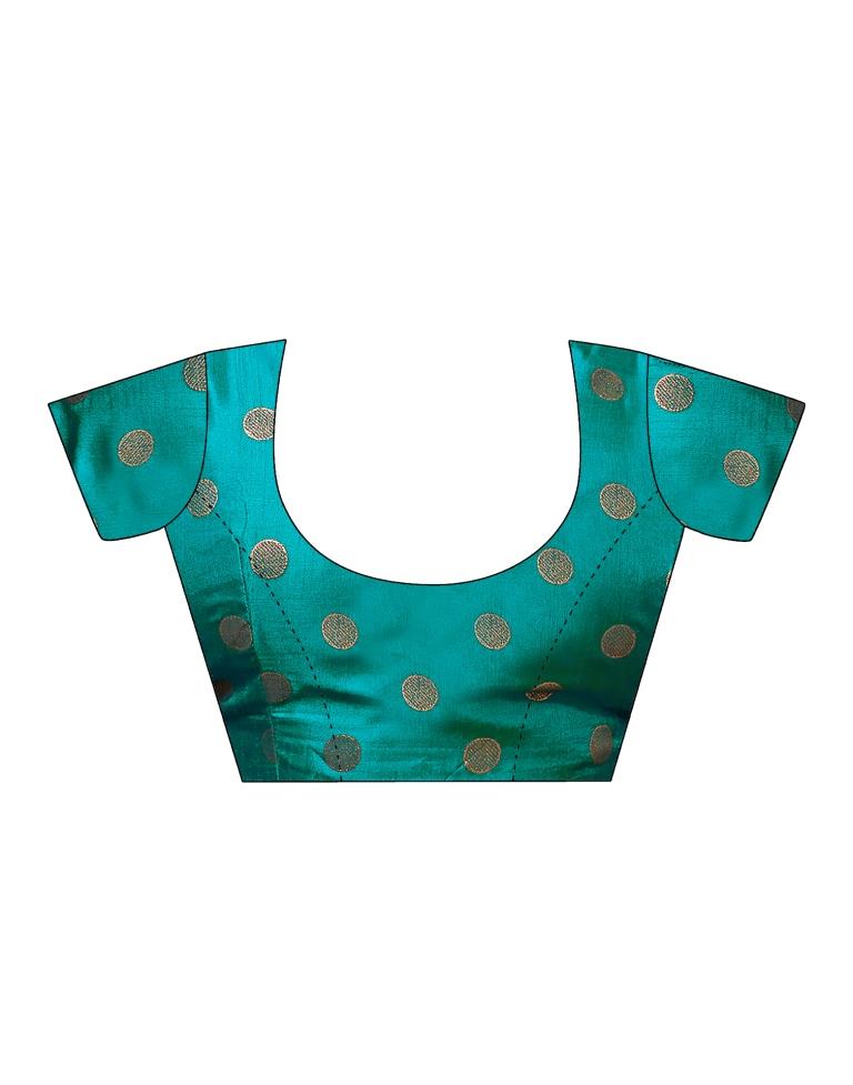 Teal Blue Silk Printed Saree