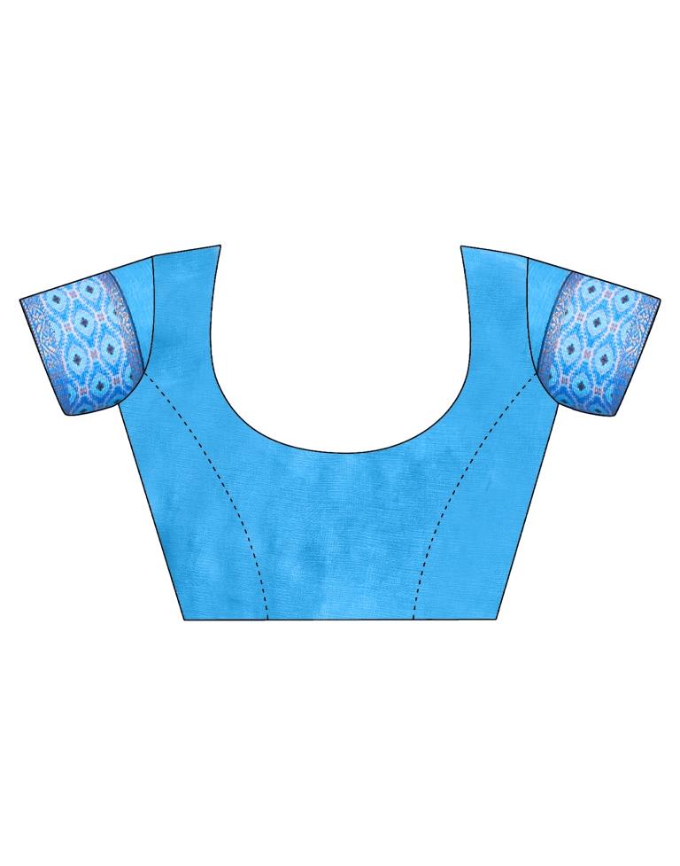 Blue Chiffon Printed Saree