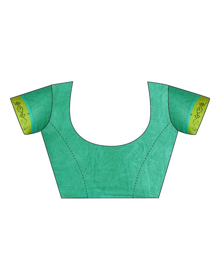 Lime Green Chiffon Printed Saree