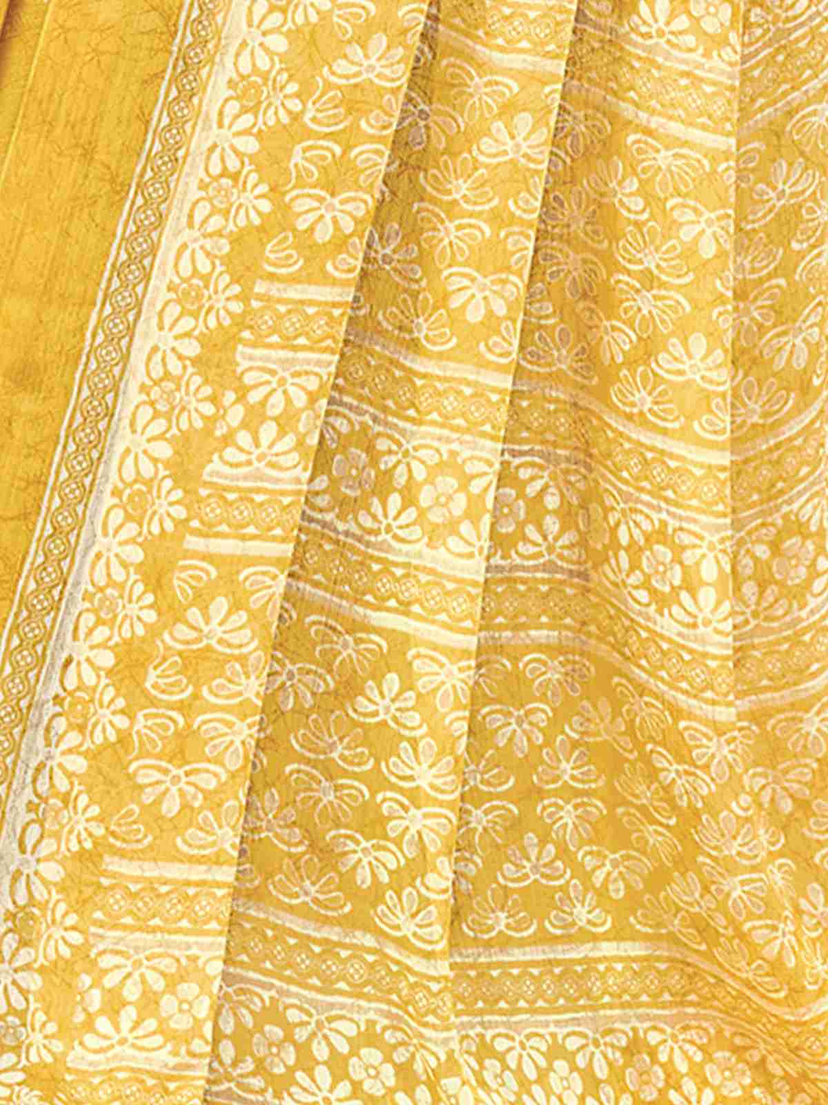 Yellow Chiffon Printed Saree