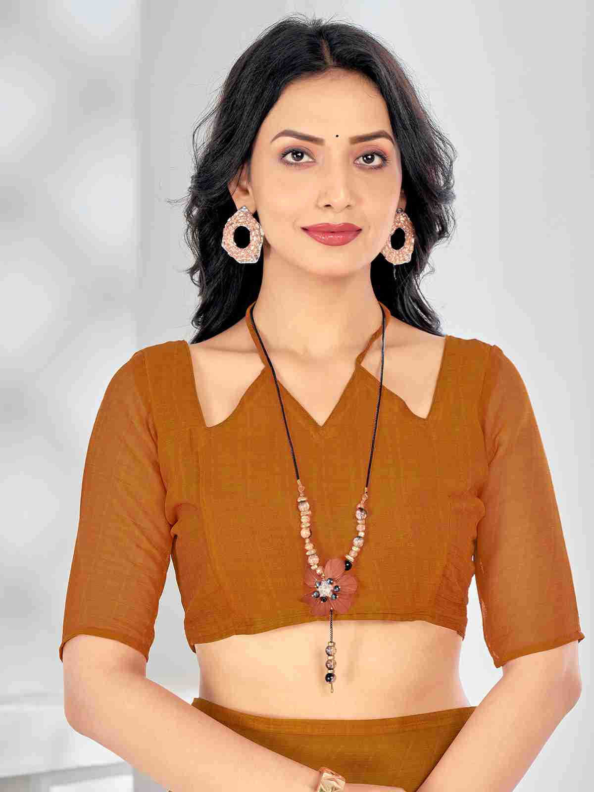 Yellow Chiffon Printed Saree