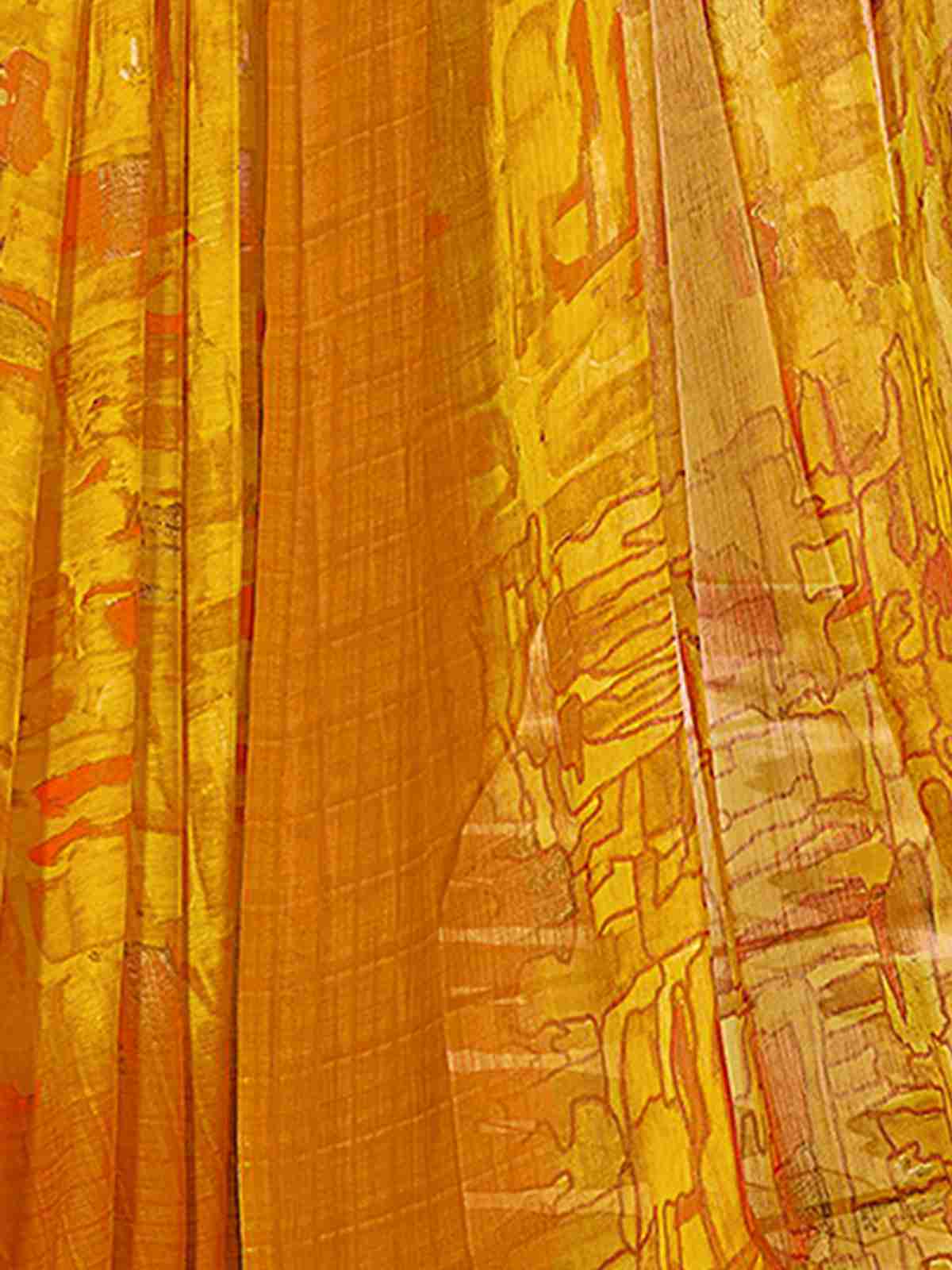 Yellow Chiffon Printed Saree