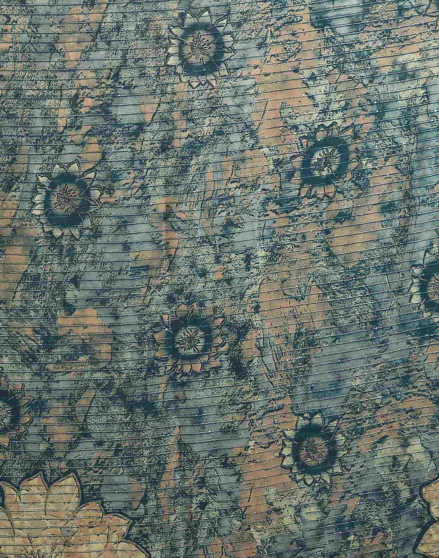 Teal Georgette Printed Saree