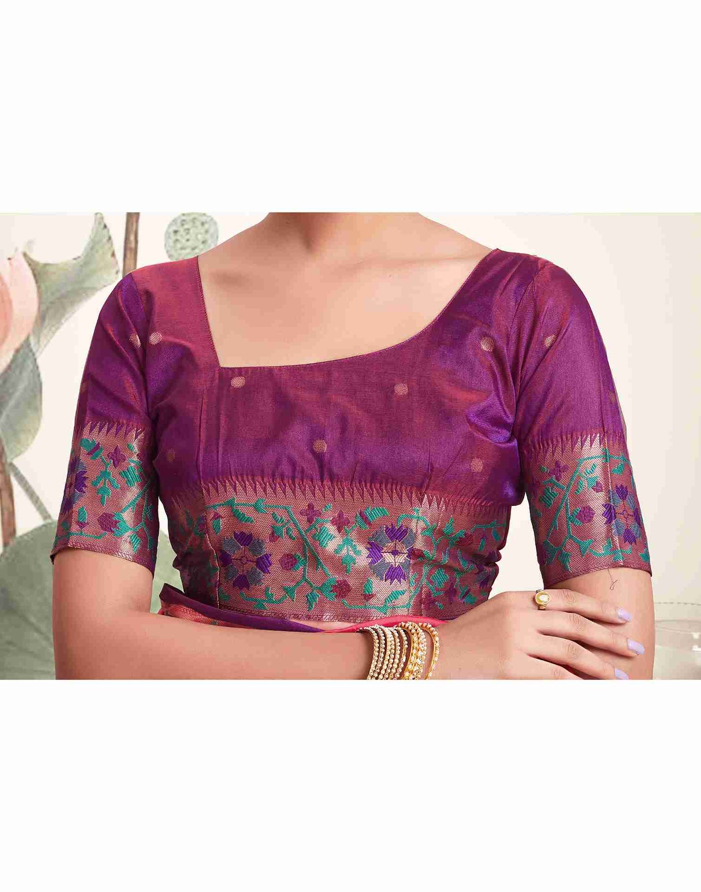 Pink Silk Plain Saree