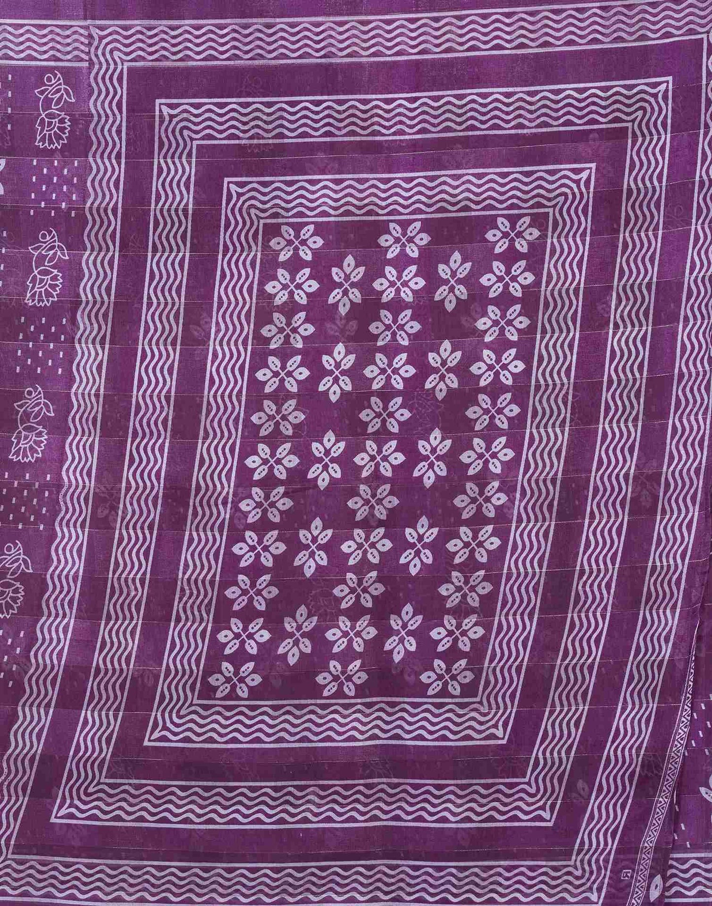 Purple Cotton Printed Saree