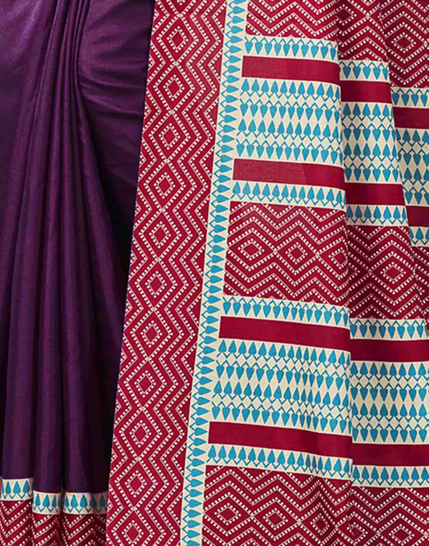 Purple Silk Printed Saree