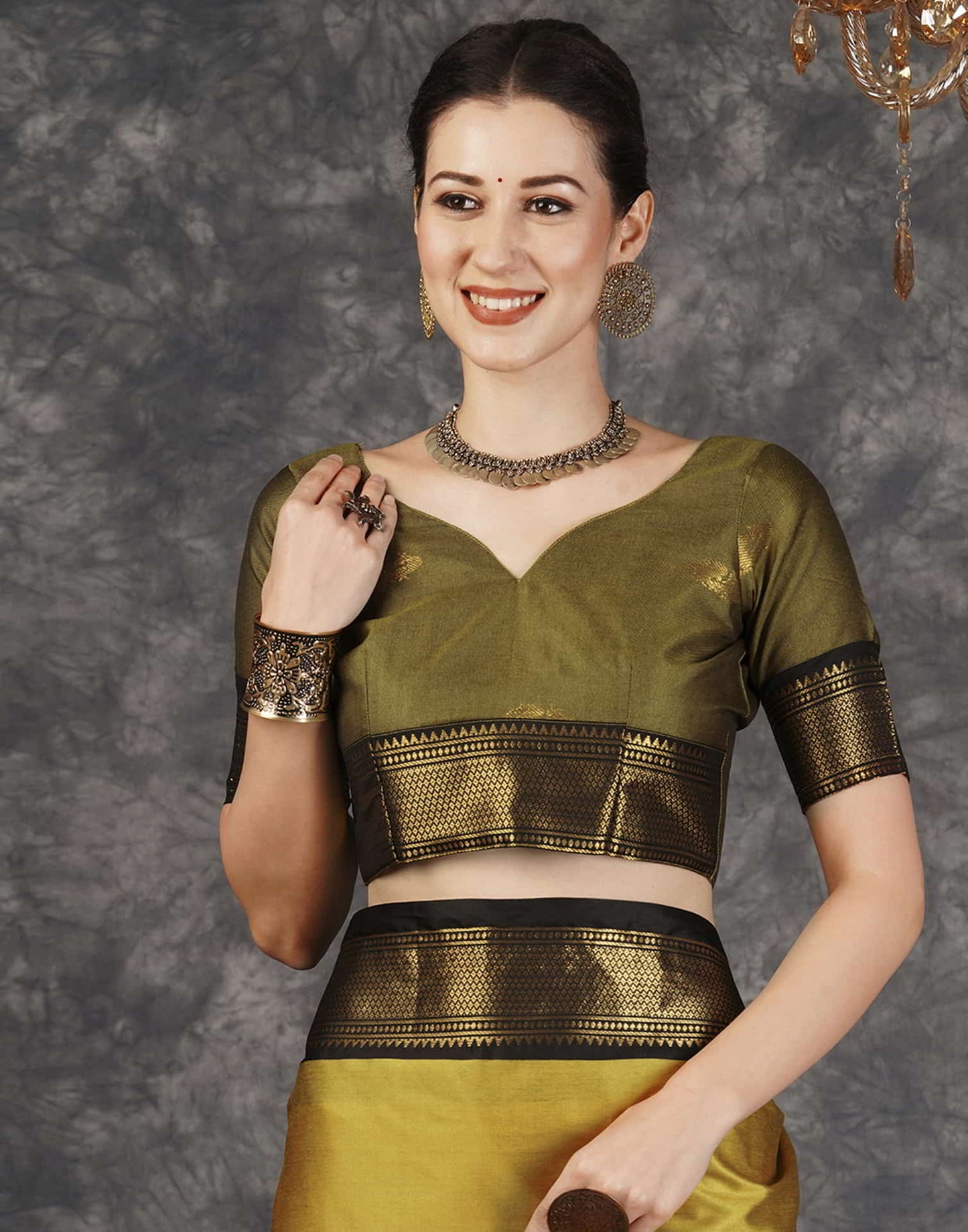 Turquoise Kanjivaram Silk Woven Saree