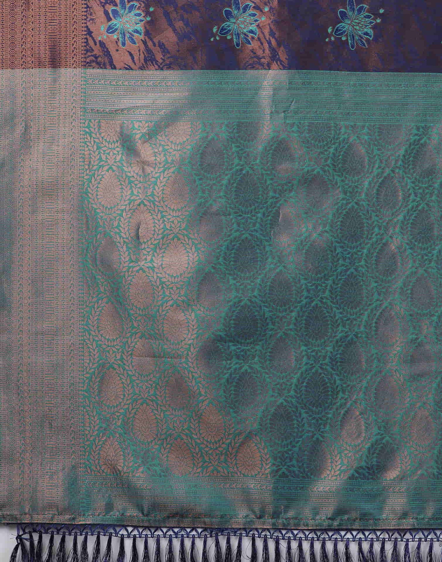 Navy Blue Silk Woven Banarasi Saree