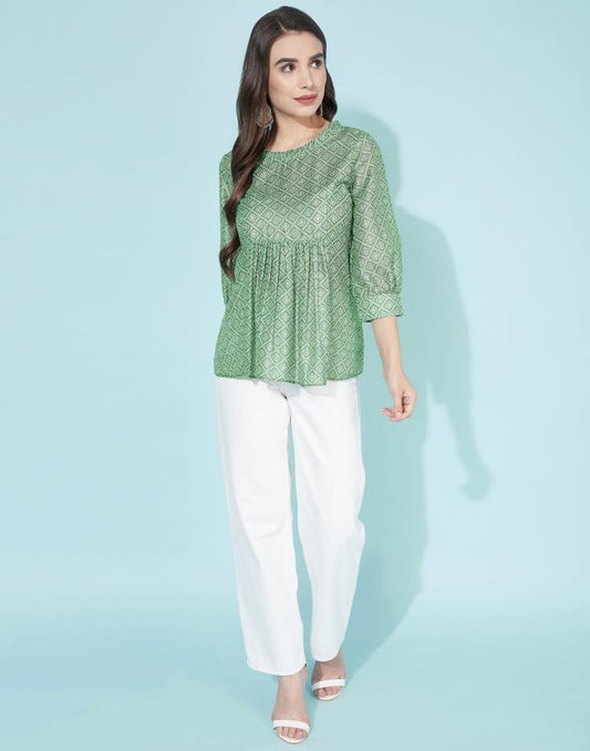 Light Green Geathered Top | Leemboodi