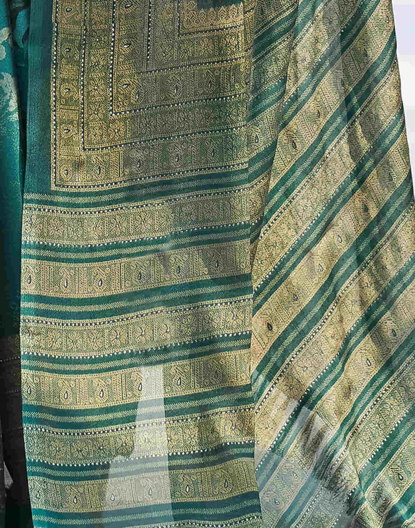 Rama Green Georgette Printed Saree