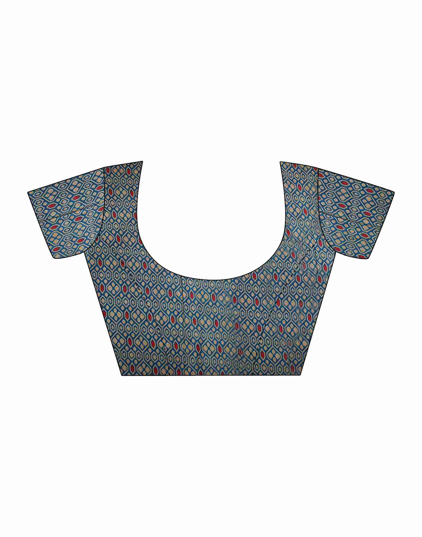 Rama Blue Polyester Geometric Printed Saree