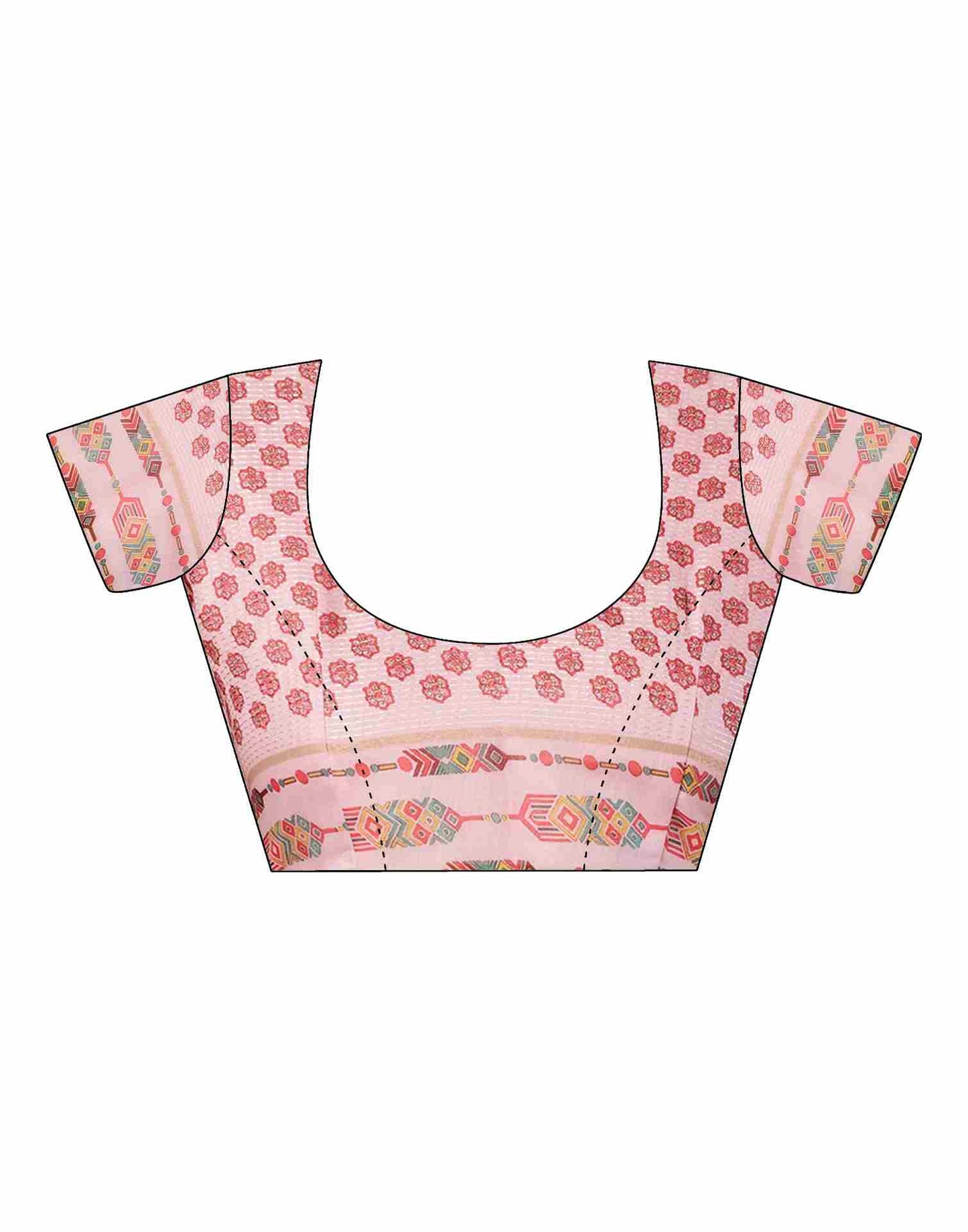 Light Pink Silk Printed Saree