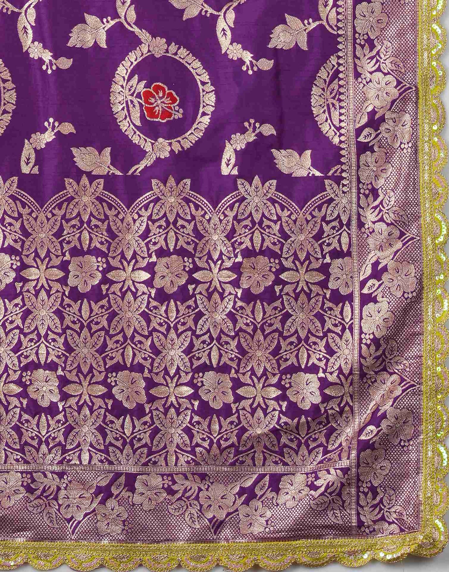 Deep Violet Silk Plain Banarasi Saree