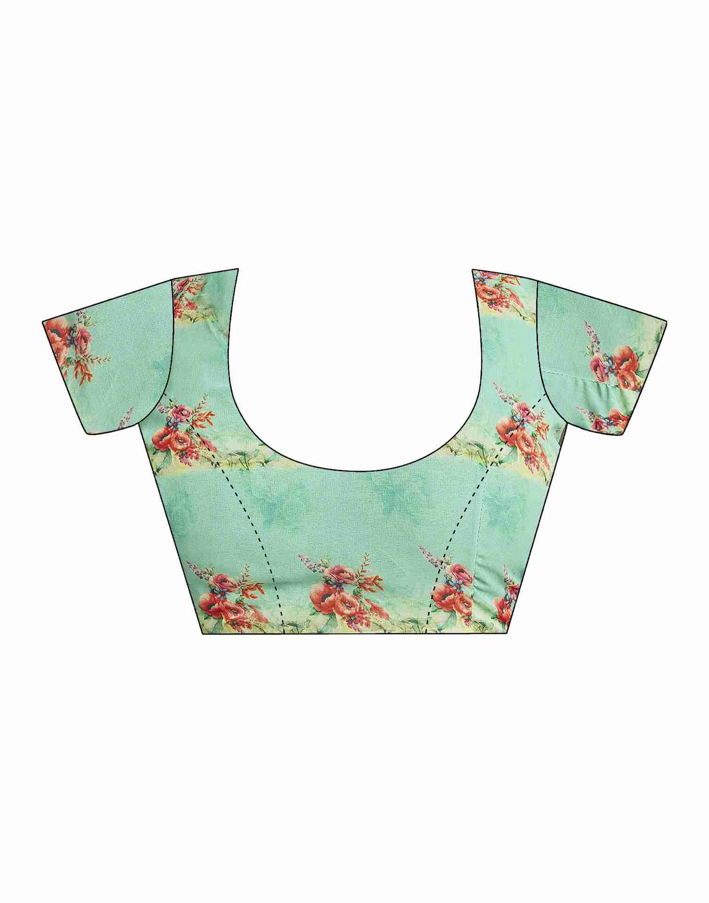 Mint Green Georgette Printed Saree