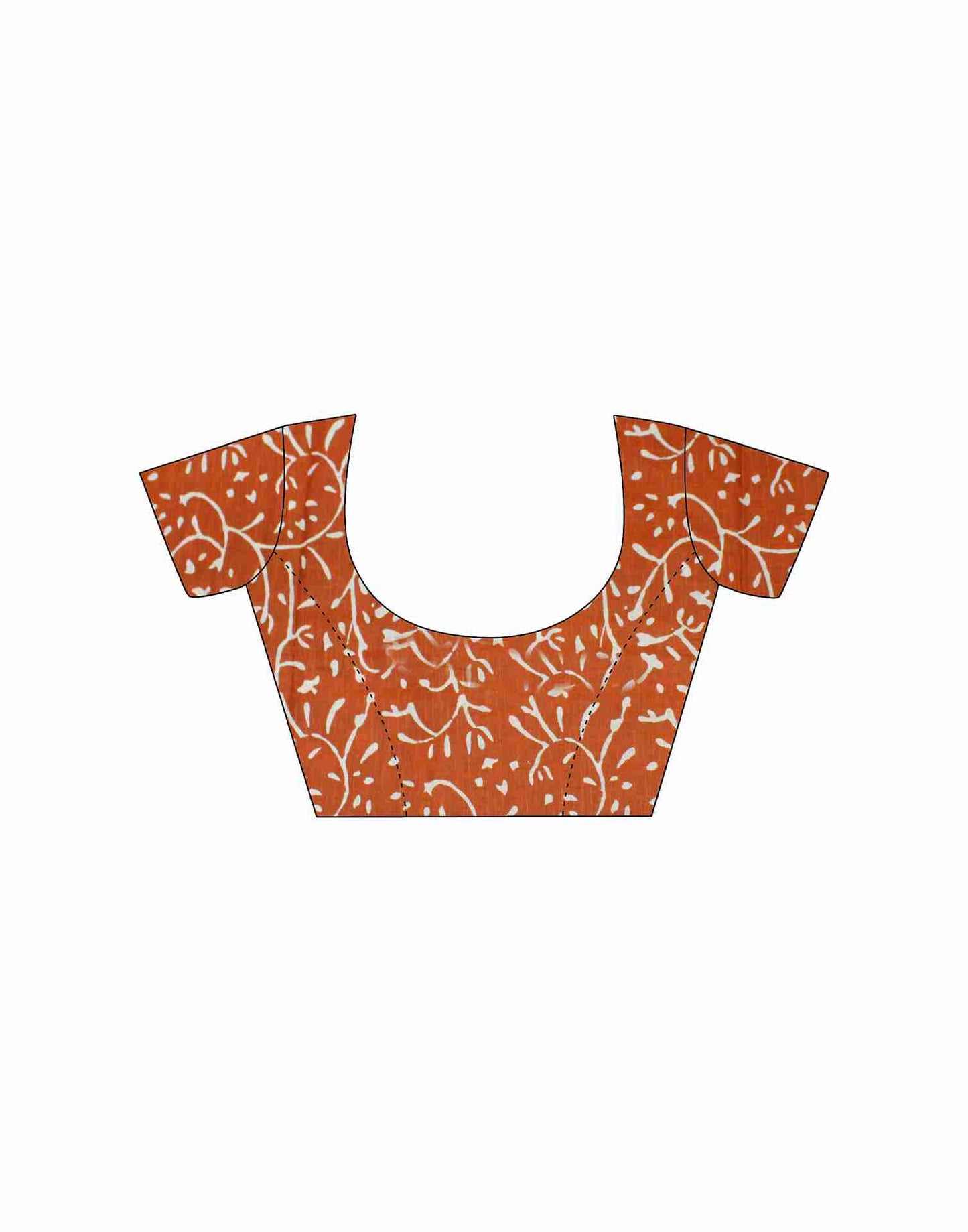 Chestnut Brown Cotton Geometric Printed Saree