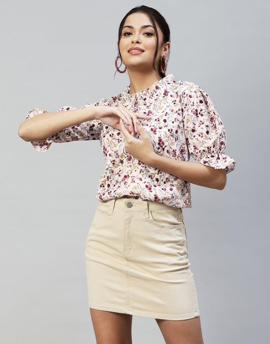 White Floral Top | Leemboodi