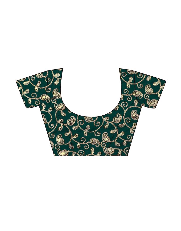 Ready to Wear Dark Green Georgette Printed Saree