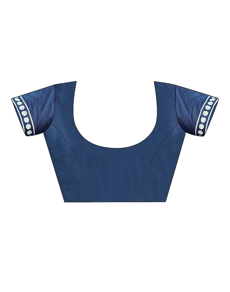 Ready to Wear Rama Blue Cotton Printed Saree