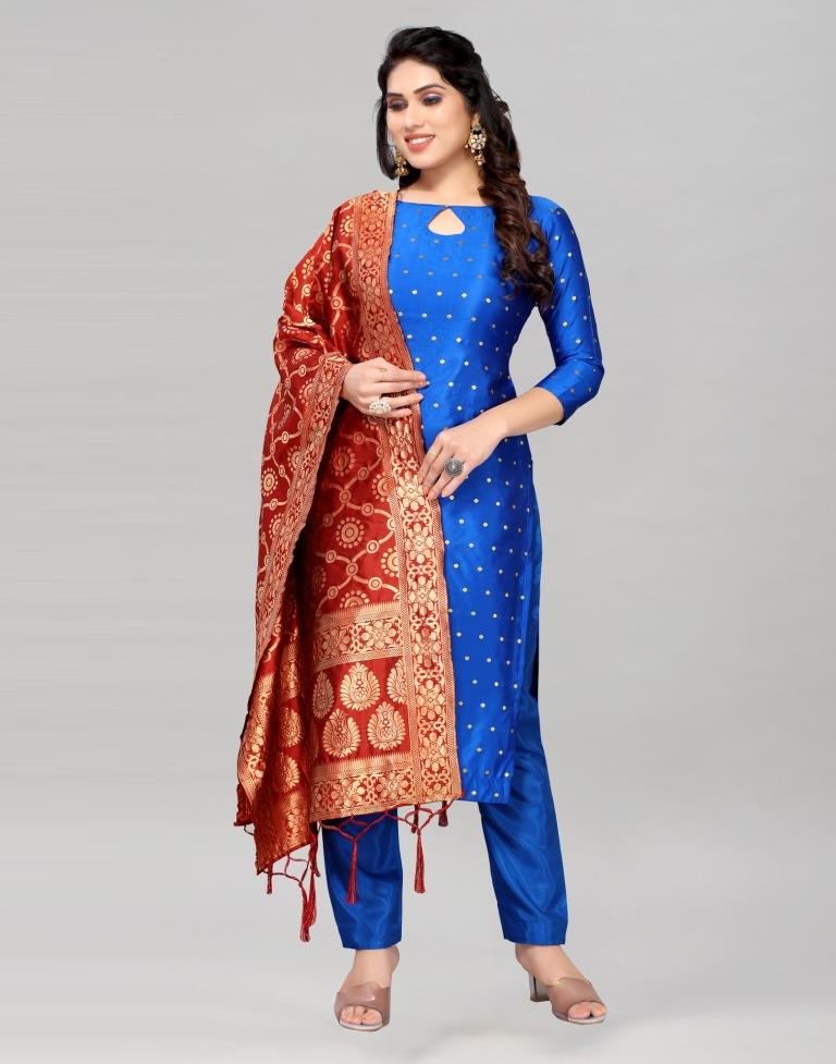 Jacquard Silk Unstitched Salwar Suit Material | Sudathi