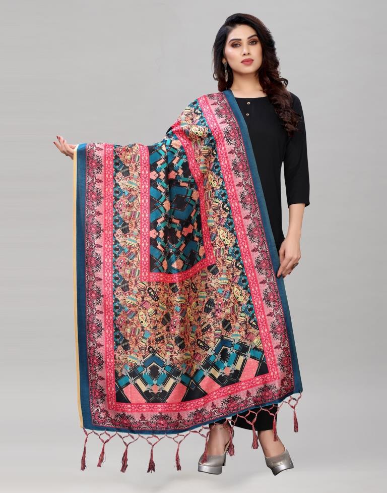 Angellic Multi Coloured Poly Silk Digital Printed Dupatta | Sudathi