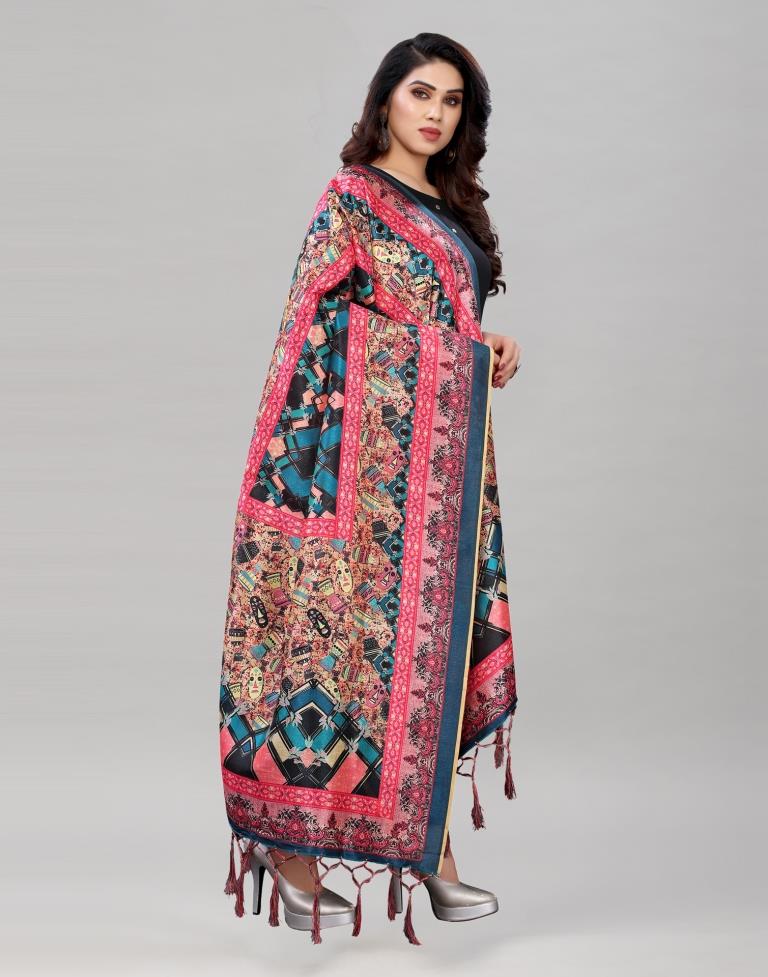 Angellic Multi Coloured Poly Silk Digital Printed Dupatta | Sudathi