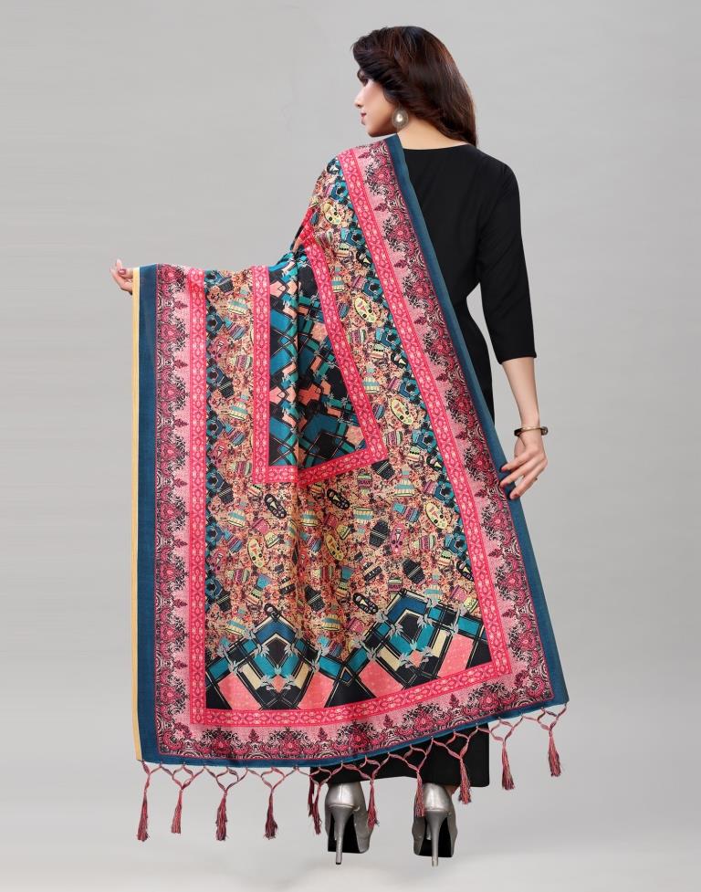 Angellic Multi Coloured Poly Silk Digital Printed Dupatta | Sudathi