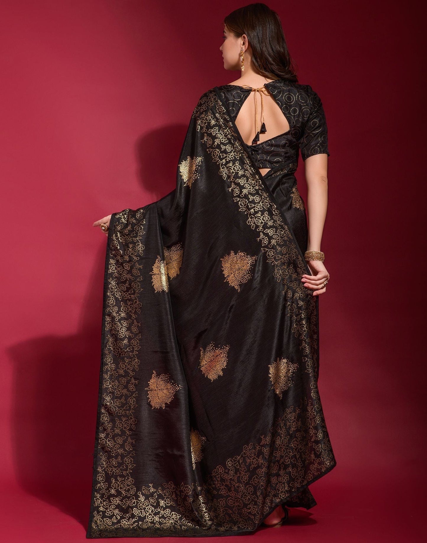 Black Silk Printed Saree | Leemboodi