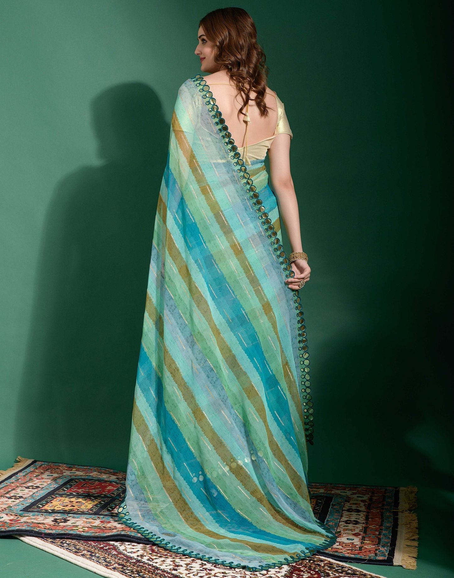 Multicoloured Heavy Chiffon Printed Saree | Leemboodi