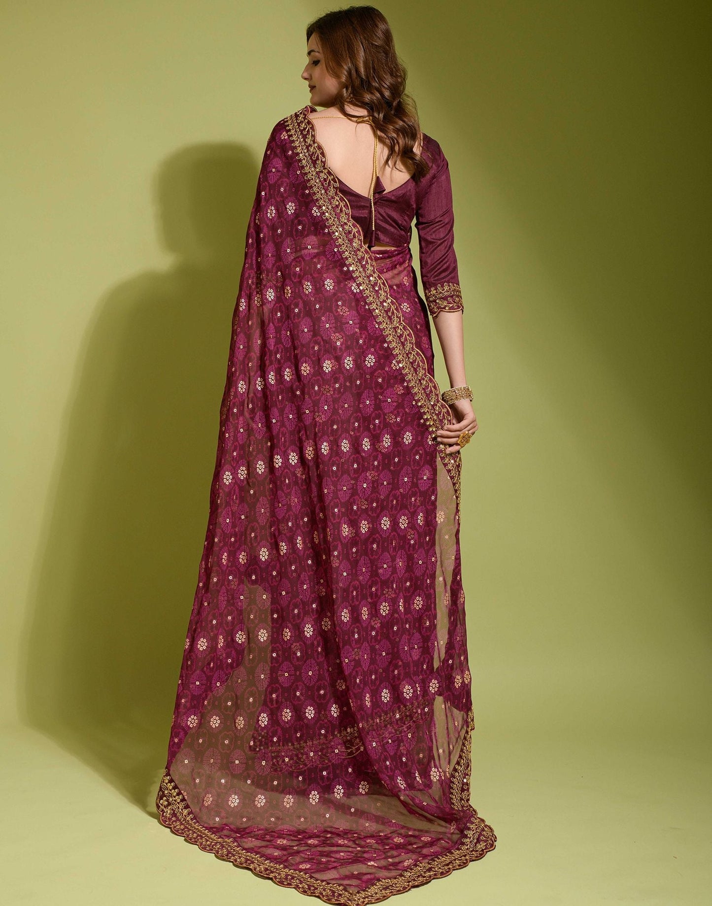 Maroon Georgette Printed Saree | Leemboodi