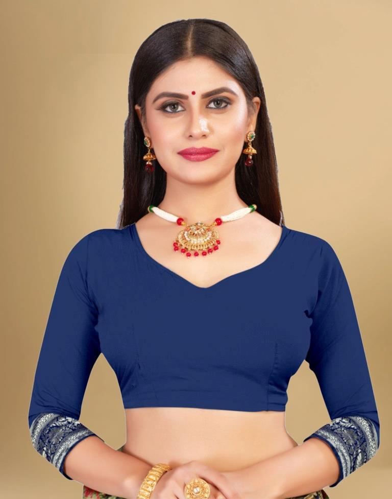 Navy Blue Jacquard Banarasi Silk Saree