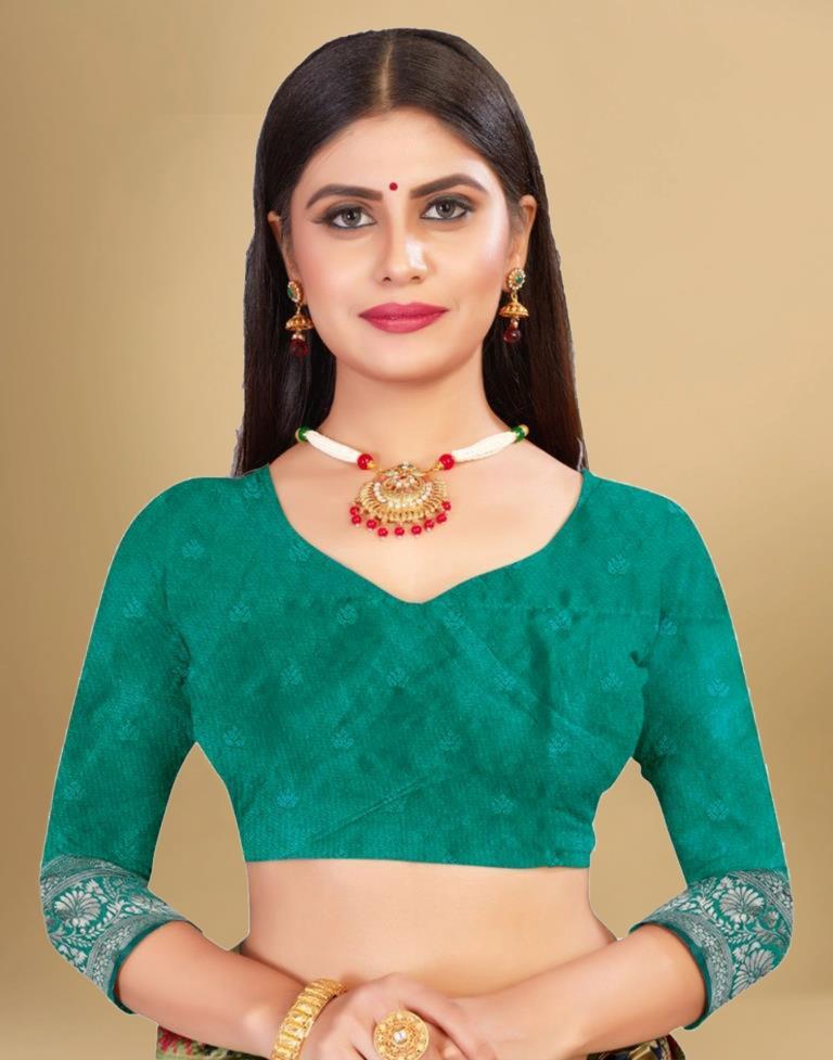 Rama Green Banarasi Silk Saree