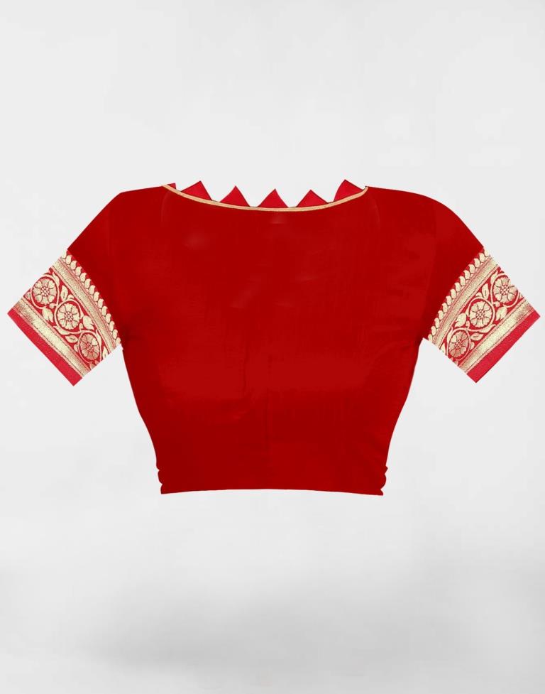 Red Jacquard Banarasi Silk Saree