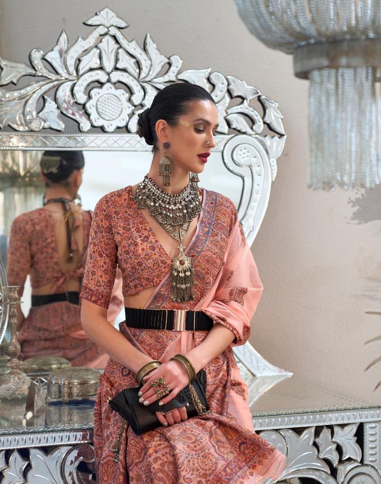 Light Pink Jacquard Silk Saree