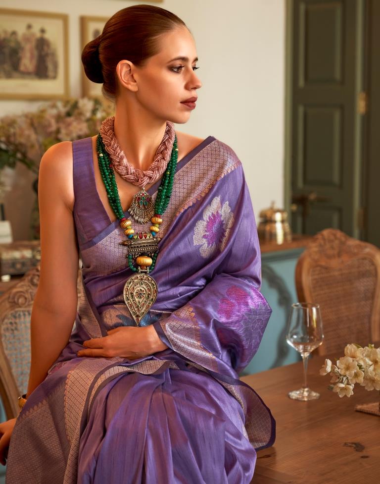 Voilet Handloom Silk Saree | Leemboodi