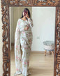 Ready to Wear White Printed Chiffon Saree