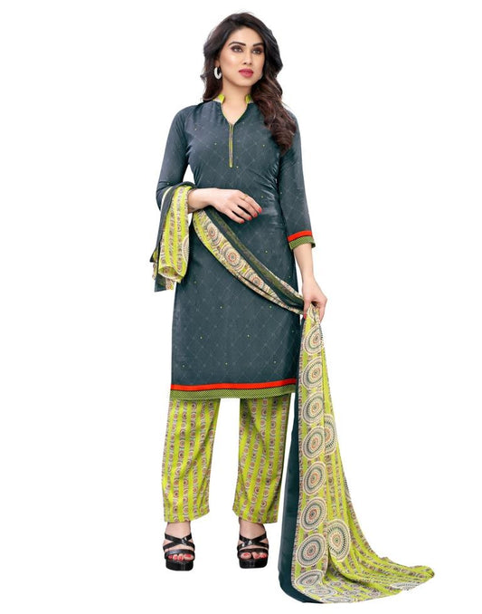 Dark Grey Digital Printed Unstitched Salwar Suit | Sudathi