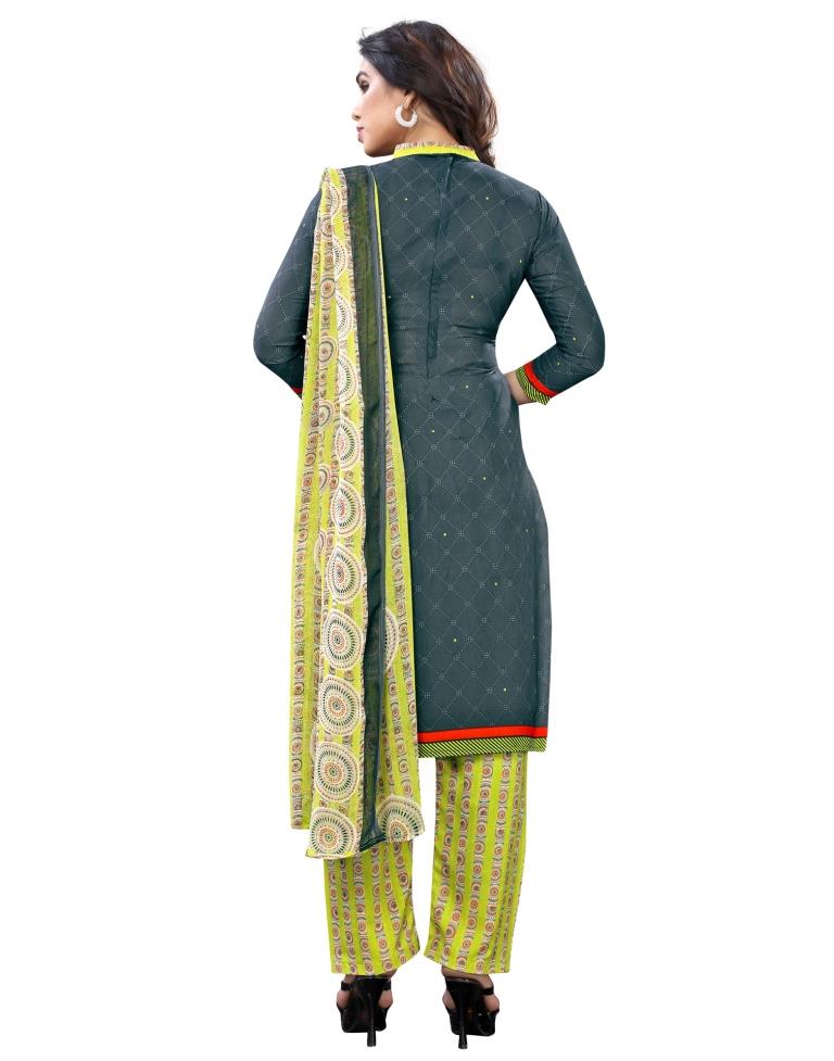 Dark Grey Digital Printed Unstitched Salwar Suit | Sudathi