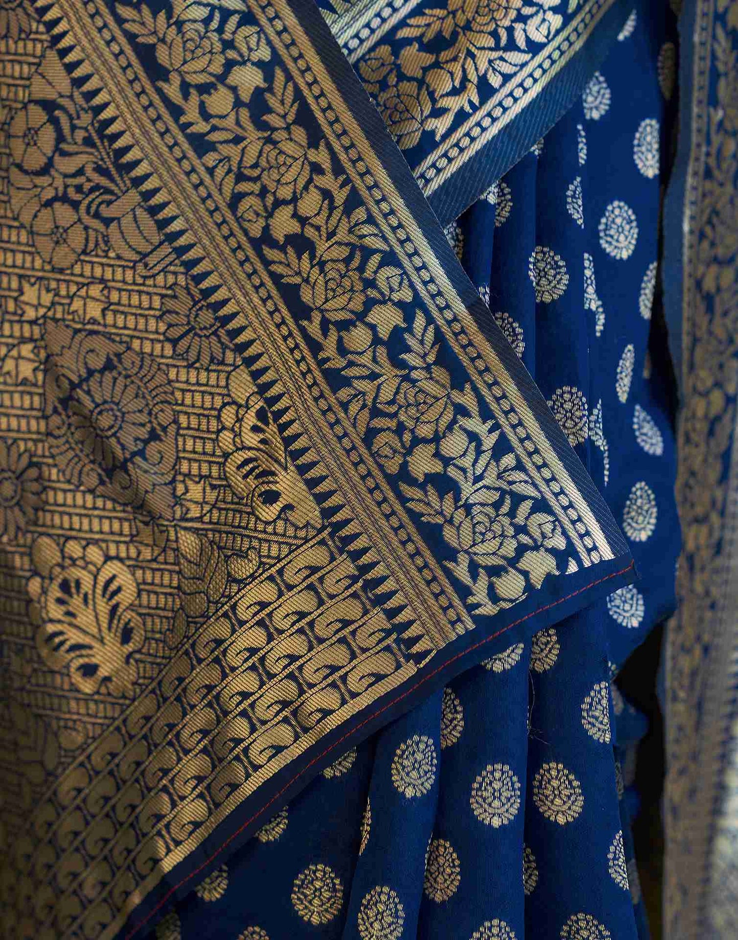 Navy Blue Banarasi Silk Saree