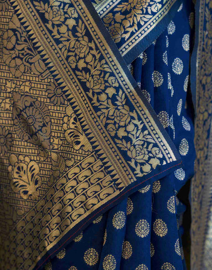 Navy Blue Banarasi Silk Saree