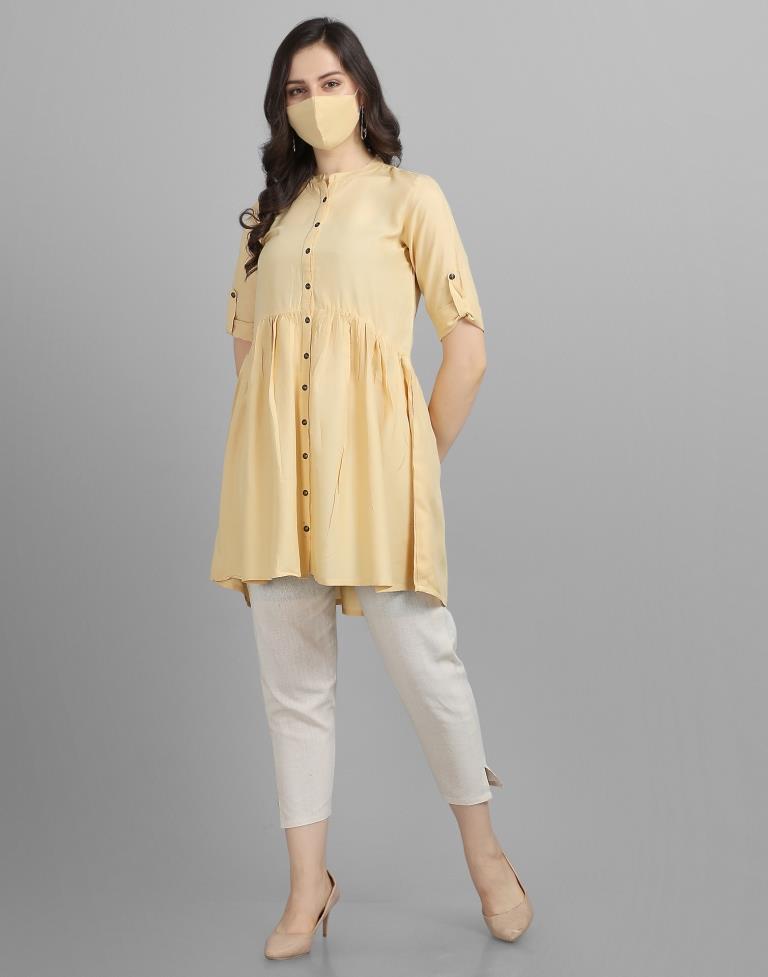 Vibrant Yellow Coloured Plain Rayon Top | Sudathi