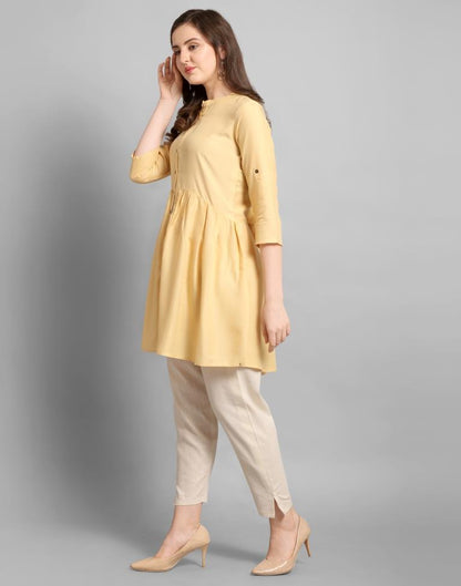 Vibrant Yellow Coloured Plain Rayon Top | Sudathi