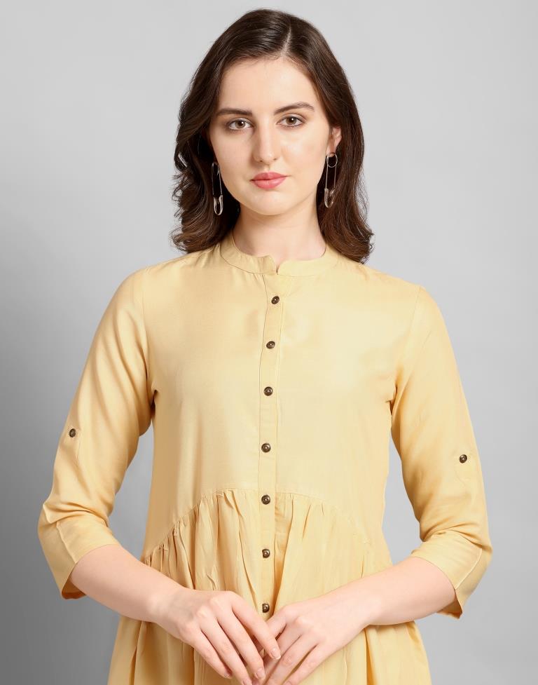 Vibrant Yellow Coloured Plain Rayon Top | Sudathi