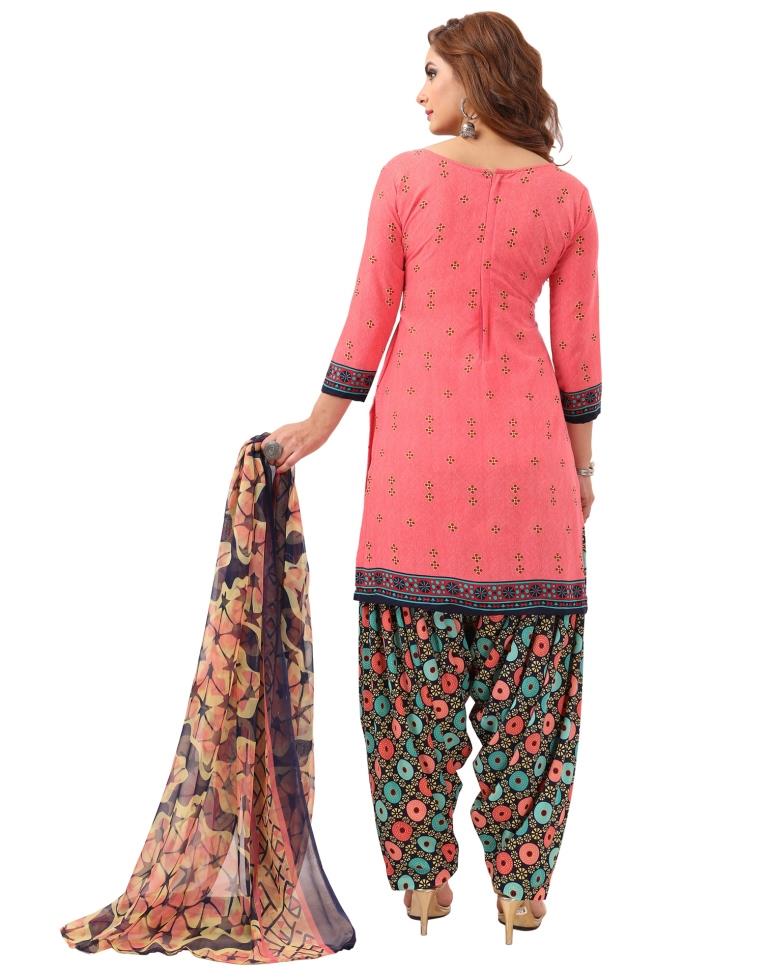 Peppy Raspberry Red Printed Unstitched Salwar Suit | Sudathi