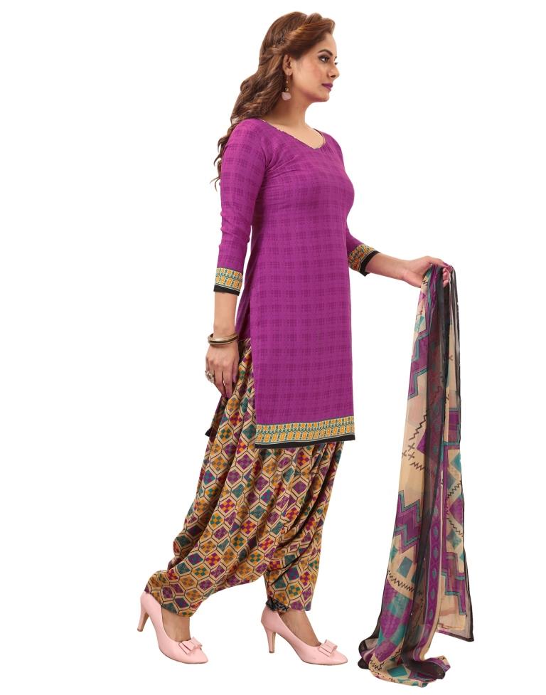 Graceful Magenta Printed Unstitched Salwar Suit | Sudathi