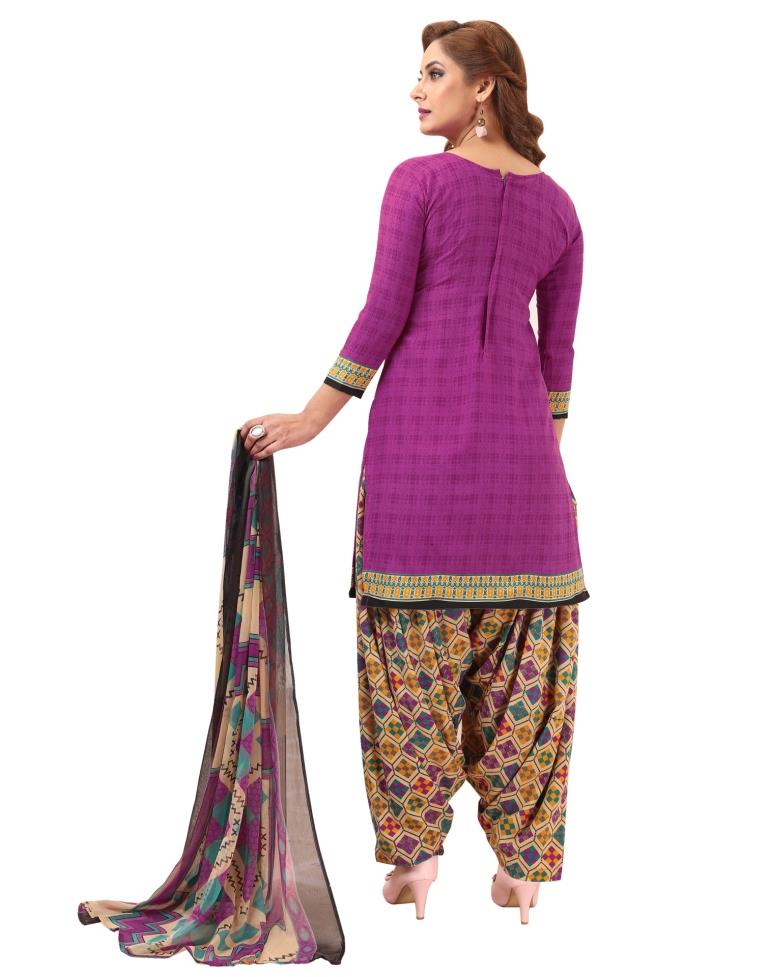 Graceful Magenta Printed Unstitched Salwar Suit | Sudathi