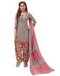 Picturesque Grey Printed Unstitched Salwar Suit | Sudathi