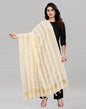 Cream Coloured Poly Cotton Woven Jari Striped Dupatta | Sudathi