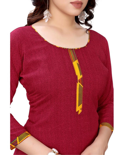 Distinctive Maroon Printed Unstitched Salwar Suit | Sudathi